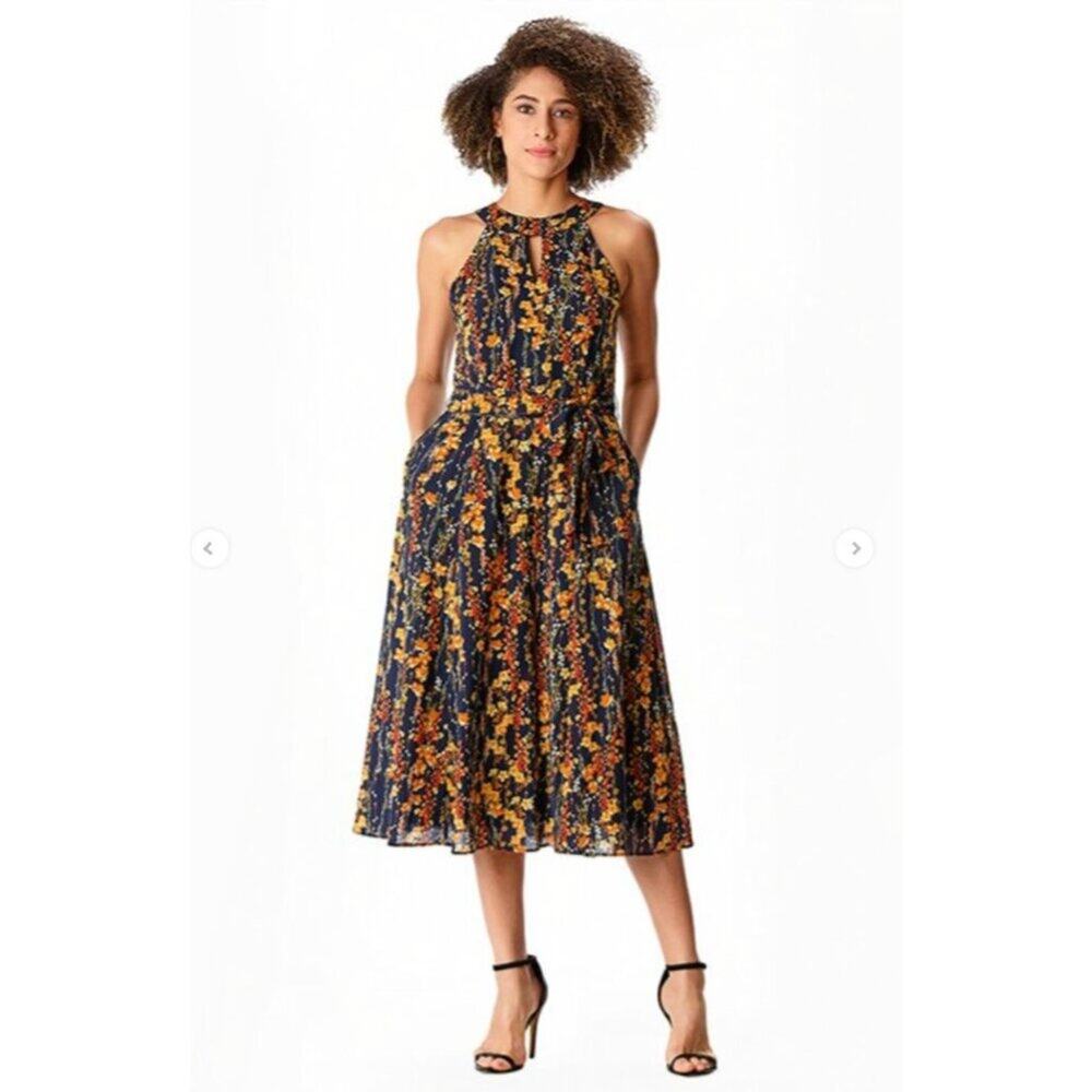 Eshakti WAYWARD FANCIES STYLE # cl0076797 Halter Neck Floral Print Georgette Dre
